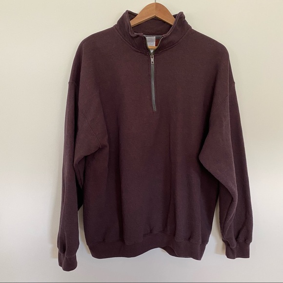Mens Gildan Heavy Blend Vintage Quarter-Zip Blackberry Sweatshirt XL - Picture 4 of 6